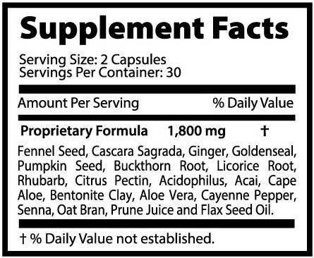 Super Colon 1800 Nutrition Facts